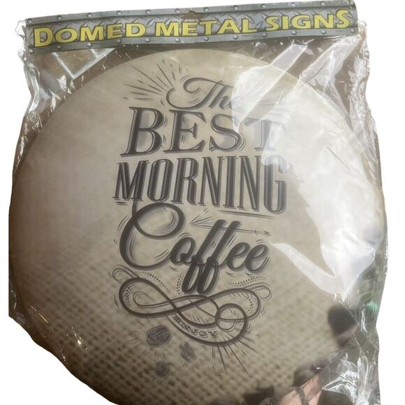 Domed Metal Decorative Coffee Wall Hanging 16” Coffee Shop Sign New In Package - Picture 1 of 1